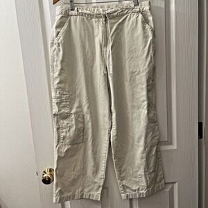 J. JILL Pants Womens 10 Beige Cargo Pants Pockets Cropped Wide Leg Casual
